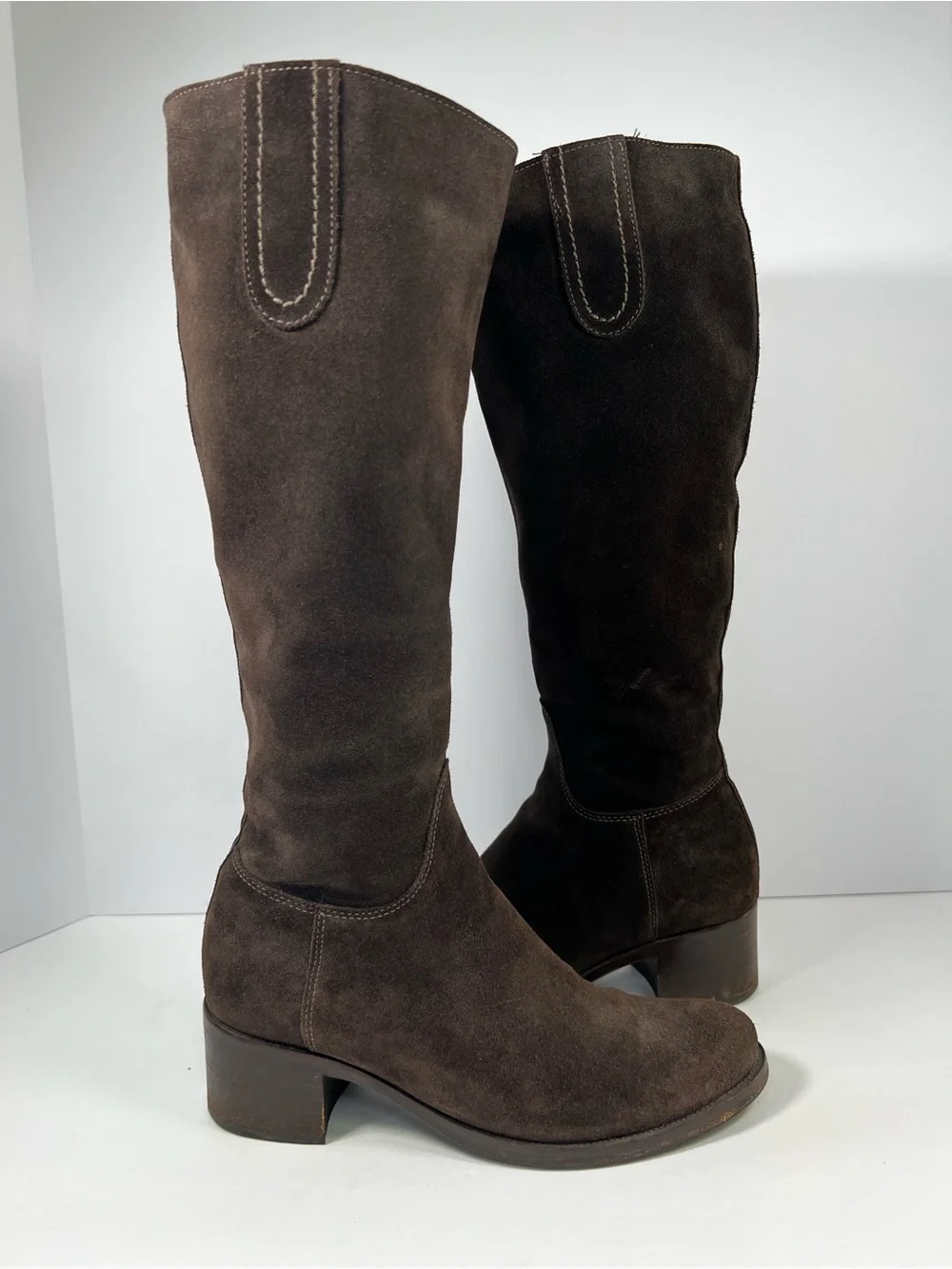 La Canadienne Polly Boots Women's 7.5 Brown Suede Knee High Waterproof Block